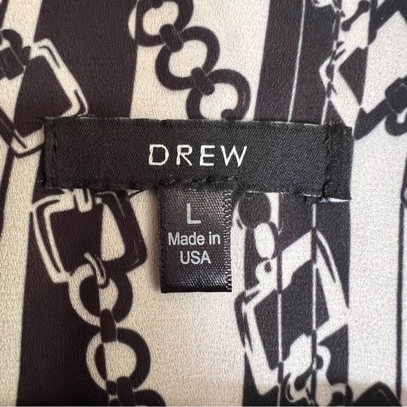 DREW Everly Chain Blouse Semi Sheer Button-up Dressy Shirt Top Made in USA Sz L - Picture 6 of 8